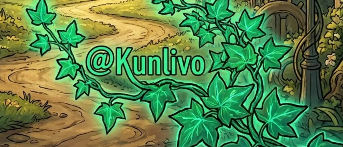 Kunlivo-Schriftzug mit grünen Efeublättern aus der Einladung zum Sammeln.