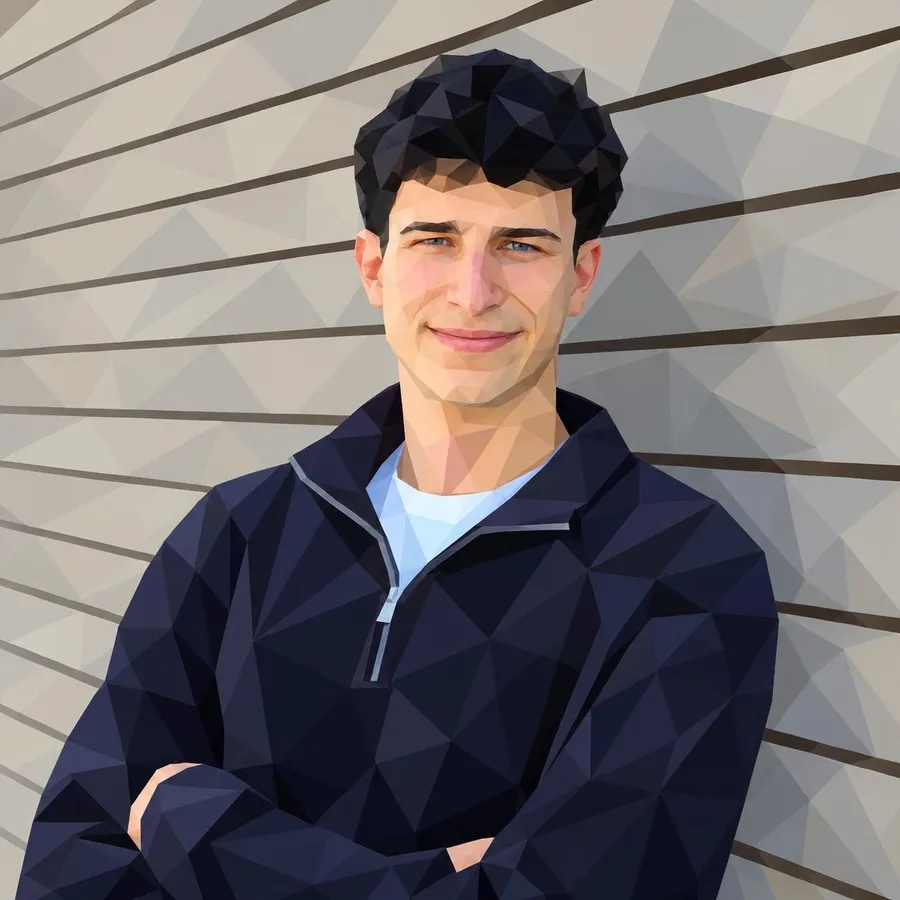 Maik, porträtiert als geometrische Low-Poly-Illustration.